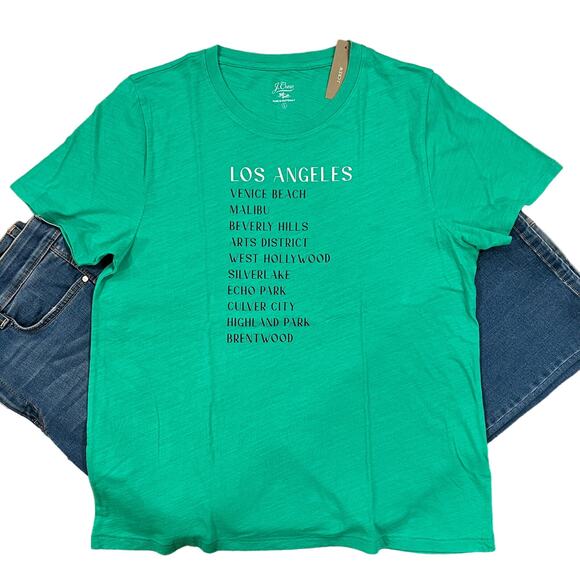 NWT J. Crew Green W/"Los Angeles" Graphic Crewneck T-Shirt - SIZE M - Picture 3 of 10